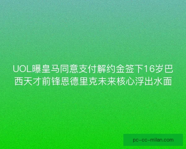 UOL曝皇马同意支付解约金签下16岁巴西天才前锋恩德里克未来核心浮出水面