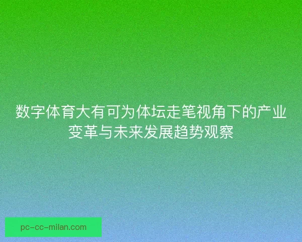 数字体育大有可为体坛走笔视角下的产业变革与未来发展趋势观察